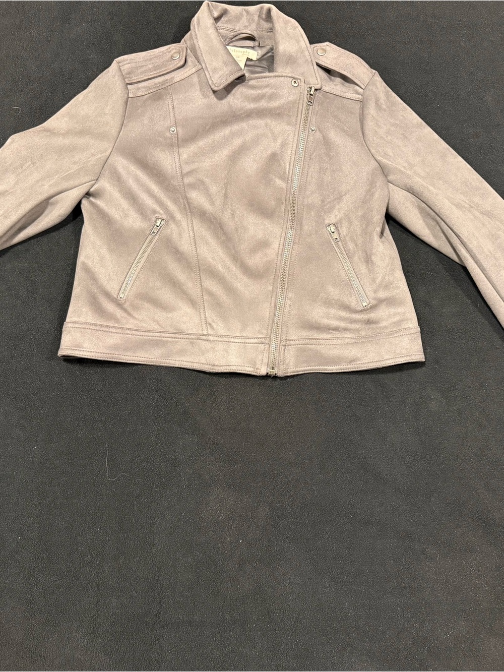 Philosophy beige Super Soft Faux Suede Moto Jacket Sz L